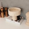 Elegáns talpú tál, 20 cm átmérő x 17 cm magasság, 100% travertin márvány, bézs | Tökéletes otthoni dekorációhoz és középpontokhoz, stílusos és tartós kialakítás