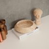 Elegáns bézs travertin márványtál, 23 cm átmérő, 7 cm magasság | 100% természetes kő | Tökéletes lakberendezési és funkcionális használatra