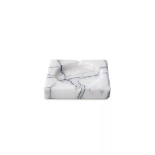 Elegáns fehér hamutartó, 12 x 12 x 2 cm, 100% Sicily Lila Márvány | Stílusos és tartós kialakítás otthoni, irodai vagy kültéri használatra | Tökéletes ajándék ötlet