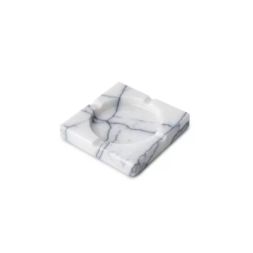 Elegáns fehér hamutartó, 12 x 12 x 2 cm, 100% Sicily Lila Márvány | Stílusos és tartós kialakítás otthoni, irodai vagy kültéri használatra | Tökéletes ajándék ötlet