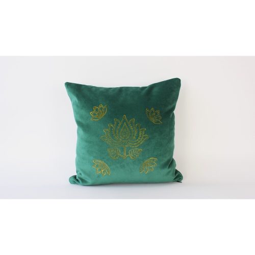 Kézzel készített zöld bársony párna, 50 x 50 cm | 100% bársony szilikon töltettel | Luxus kényelem a lakberendezéshez és a pihenéshez
