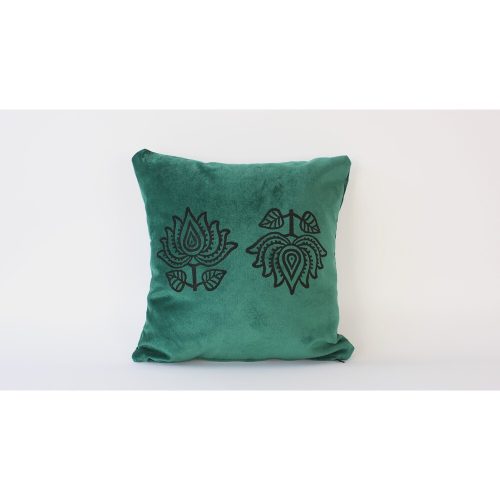 Kézzel készített zöld bársony párna, 50 x 50 cm | 100% bársony szilikon töltettel | Luxus kényelem a lakberendezéshez és a pihenéshez