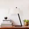 Modern asztali lámpa fém házzal, 35 cm átmérővel és 55 cm magassággal | Elegáns fekete-fehér kivitel, E27 aljzat (max. 40 W) | 200 cm Kábelhossz | Tökéletes skandináv otthoni dekorációhoz