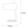 Modern asztali lámpa fém házzal, 35 cm átmérővel és 55 cm magassággal | Elegáns fekete-fehér kivitel, E27 aljzat (max. 40 W) | 200 cm Kábelhossz | Tökéletes skandináv otthoni dekorációhoz