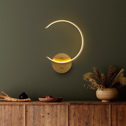 Elegáns arany fali lámpa, fém ház, 33 x 46 x 6 cm | Integrált LED 12W 3000K | Stílusos design modern lakberendezéshez | IP20 besorolású, tökéletes nappali, hálószoba és folyosó világítására
