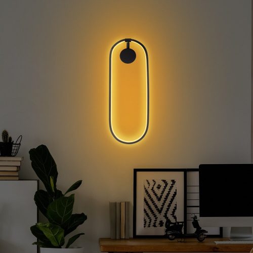 Stílusos fekete fali lámpa, fém ház, 17 x 48 x 10 cm | SMD LED 16W 3000K | IP20 besorolású | Tökéletes modern lakberendezéshez, nappali és hálószoba világításhoz, karcsú kialakítás tartós alaplappal