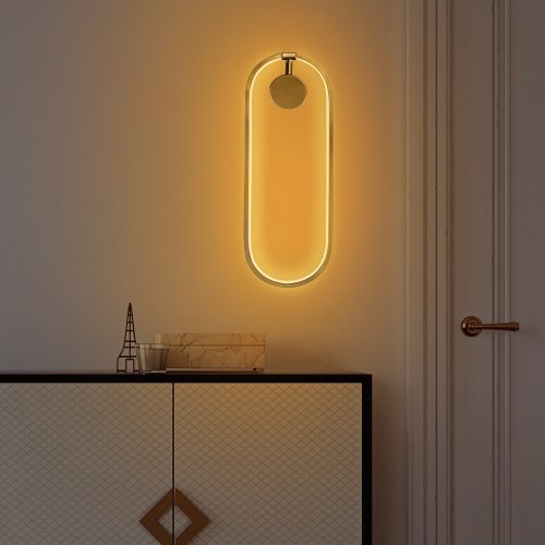 Elegáns arany fali lámpa, fém ház, 17 x 48 x 10 cm | SMD LED 16W 3000K | IP20 besorolású | Stílusos világítás modern lakberendezéshez, nappalihoz, hálószobához és irodahelyiségekhez, tartós és elegáns dizájn