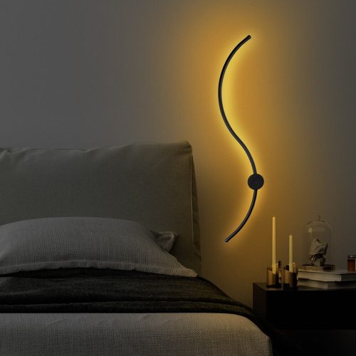 Stílusos fekete fali lámpa, fém ház, 90 x 17 x 10 cm | SMD LED 14W 3000K | Tartós fém alaplap (7 cm átmérő) | IP20 besorolású | Tökéletes modern lakberendezéshez és környezeti világításhoz