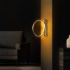 Elegáns arany fali lámpa, fém ház, 30 cm átmérő, 50 cm mélység | IP20 besorolású, beépített LED 12W 3000K | Tökéletes modern nappalikba, hálószobákba és folyosókba, stílusos és funkcionális világítási megoldás