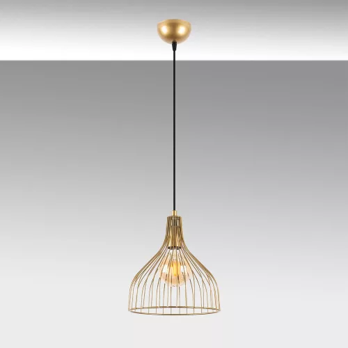 Elegáns fényes arany csillár, fém test, 25 x 25 x 123 cm | Állítható magasságú, E27 aljzat, IP20 | Tökéletes modern lakberendezéshez, elbűvölő világítás a nappaliban és az étkezőben