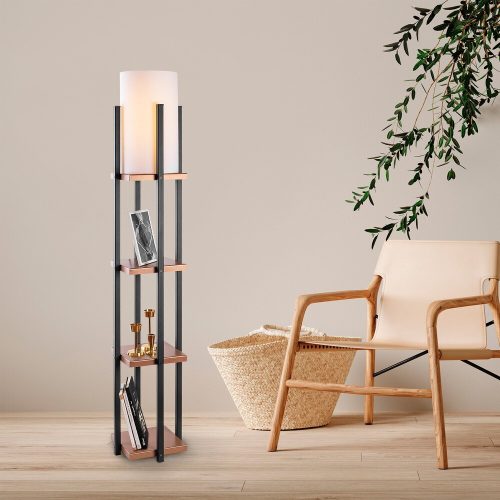 Skandináv állólámpa, fekete és réz, 130 cm magasság | Fém ház, 20 cm kupak átmérő, 1 x E27 aljzat, Max 40W, 400 cm kábel, be-/kikapcsoló | Stílusos és funkcionális világítás modern terekbe