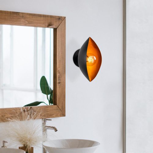 Ipari fali lámpa, fekete és vintage, 17 x 25 cm, magasság 36 cm | Fém ház, E27 Socket Max 40W | Stílusos világítás modern terekbe