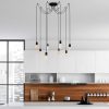 Ipari fekete csillár, 156 x 156 cm, állítható magasságú, 8 x E27 Max 40W | Fém ház, modern design, tökéletes otthoni és irodai dekorációhoz