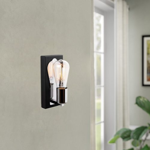 Elegáns fekete falilámpa, fém ház, 10 x 12 cm, magasság 100 cm, E14 Max 40W, IP20 | Elbűvölő szállodai stílusú világítás a modern terekhez