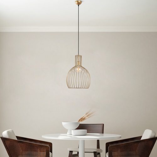 Elegáns arany csillár, fém test, Ø38 cm, állítható magasság 66-146 cm, E27 aljzat, max. 40 W, Stílusos világítás otthoni és irodai dekorációhoz, IP20
