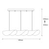 Modern ipari csillár, fekete-arany, 80 x 17 cm | Fém ház, magasság 106 cm, 3 x E27 foglalat | Stílusos világítás otthoni és irodai helyiségekbe