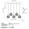 Elegáns arany csillár, fém test, állítható magasság 39-119 cm, 100 x 17 cm | 5 x E27 aljzat, IP20 | Tökéletes modern lakóterekbe és étkezőkbe