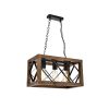 Elegáns rusztikus csillár, 100% gyertyán és fém, állítható magasság 70 cm, 45 x 25 cm, E27 Max 40W, dió és fekete | Modern terekbe tökéletes