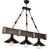 Ipari csillár, állítható magasságú 75 cm, dió és fekete, 70 x 20 cm | 100% gyertyán és fém váz | E27 Max 40W | Stílusos világítás modern terekbe