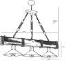 Ipari csillár, állítható magasságú 75 cm, dió és fekete, 70 x 20 cm | 100% gyertyán és fém váz | E27 Max 40W | Stílusos világítás modern terekbe