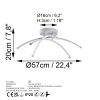 Elegáns szürke csillár, fém test, 57 cm szélesség, 20 cm magasság | SMD LED 28W 3000K | Stílusos világítás a modern lakberendezéshez és hangulathoz