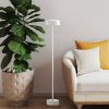 Elegáns fehér állólámpa, fém ház, 111 cm magas, 16 cm átmérő, 5 W LED, 8 órás akkumulátor-élettartam, tökéletes modern lakberendezéshez és világításhoz