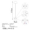 Elegáns fehér állólámpa, fém ház, 115 cm magas, 20 cm átmérő, 80 CRI, 5 W LED, 8 órás akkumulátor-élettartam | Tökéletes modern lakberendezéshez és világításhoz