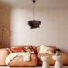 Elegáns sötétbarna csillár, állítható magasságú 30-120 cm, fém test, 3 szövet sapka (Ø40/32/22) | Tökéletes modern lakóterekhez, IP20