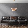 Elegáns világosbarna csillár, állítható magasságú 30-120 cm, fém test, szövet sapka, Ø40/32/22 | Tökéletes modern lakóterekhez, stílusos és funkcionális kialakításhoz