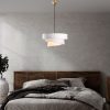 Elegáns, állítható csillár, fém test szövet sapkával, fehér kivitel, 30-120 cm magas, Ø40/32/22 sapkák, tökéletes modern lakóterekhez, IP20