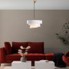Elegáns, állítható csillár, fém test szövet sapkával, fehér kivitel, 30-120 cm magas, Ø40/32/22 sapkák, tökéletes modern lakóterekhez, IP20