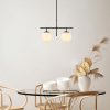 Modern ipari csillár, fekete-krém, állítható magasságú 52 x 15 x 36-76 cm | Fém ház, üvegkupak, 2 x E14 foglalat | Stílusos világítás otthoni dekorációhoz