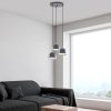 Modern antracit csillár, fém test, állítható magasságú, 35 x 35 x 110 cm | 3 x E27 aljzat, IP20 | Stílusos skandináv dizájn otthoni dekorációhoz