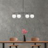 Modern ipari csillár, fekete-krém, állítható magasságú 81 x 15 x 36-76 cm | Fém ház, üvegkupak, 4 x E14 foglalat | Stílusos világítás otthoni és irodai használatra