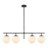 Modern ipari csillár, fekete-krém, állítható magasságú 81 x 15 x 36-76 cm | Fém ház, üvegkupak, 4 x E14 foglalat | Stílusos világítás otthoni és irodai használatra