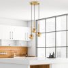 Elegáns fényes arany csillár, 34 x 34 x 134 cm | Fém test, üvegkupak, állítható magasság, 3 x E14 aljzat | Modern Glam Design otthoni és irodai használatra