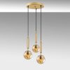 Elegáns fényes arany csillár, 34 x 34 x 134 cm | Fém test, üvegkupak, állítható magasság, 3 x E14 aljzat | Modern Glam Design otthoni és irodai használatra