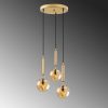 Elegáns fényes arany csillár, 34 x 34 x 134 cm | Fém test, üvegkupak, állítható magasság, 3 x E14 aljzat | Modern Glam Design otthoni és irodai használatra