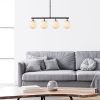 Modern ipari csillár, fekete-arany, állítható magasságú 70 x 15 x 43-87 cm | Fém ház, üvegkupak, 4 x E14 foglalat | Stílusos skandináv dizájn