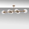 Elegáns vintage csillár, fém test és üvegsapka, 110 x 40 x 35 cm | 6 x E14 Max 40W, réz kivitel | Modern Glam Design otthoni és irodai használatra