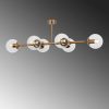 Elegáns vintage csillár, fém test és üvegsapka, 110 x 40 x 35 cm | 6 x E14 Max 40W, réz kivitel | Modern Glam Design otthoni és irodai használatra
