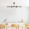 Modern ipari csillár, fekete és antik bevonat, 110 x 40 x 35 cm | Fém ház, üvegkupak, 6 x E14 foglalat | Stílusos világítás otthoni és irodai használatra