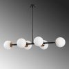Elegáns ipari csillár, állítható magasságú, fekete és antik krém, 110 x 40 x 35-66 cm | 6 db E14-es aljzat, fém ház, modern skandináv dizájn