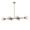 Elegáns vintage csillár, fém test és üveg sapka, állítható magasság 110 x 40 x 35-66 cm, 6 x E14 foglalat, réz kivitel | Modern Glam Design otthonra