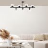 Modern fekete csillár, 113 x 40 x 46 cm, fém test és üvegkupak, 7 x E14 aljzat, ipari skandináv dizájn, tökéletes otthoni és irodai használatra