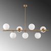 Elegáns vintage csillár, állítható magasság 113 x 40 x 46-85 cm, 7 x E14 aljzat, réz fém ház, tökéletes a modern Glam és skandináv dekorációhoz