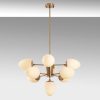 Elegáns rézcsillár, állítható magasságú 67x67x61-85 cm, 9 db E14-es aljzat, vintage dizájn, fém test és üvegkupak, tökéletes modern terekbe