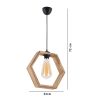 Elegáns fából készült csillár, 30 cm sapka, 70 cm magasság, állítható kábel, CE minősítés, E27 aljzat, természetes felület | Tökéletes a modern lakberendezéshez
