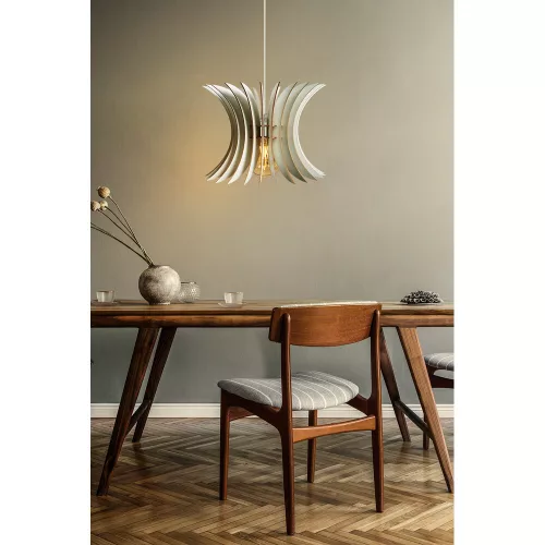 Elegáns fehér gömbcsillár, állítható magasság 60 cm, MDF ház, E27 foglalat Max 40W | Skandináv dizájn a modern lakberendezéshez