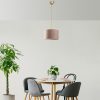 Elegáns bézs csillár fém testtel, 30x30 cm pamut sapka, 65 cm teljes magasság, CE minősítés, E27 foglalat, max 40W | Modern dekorációhoz tökéletes
